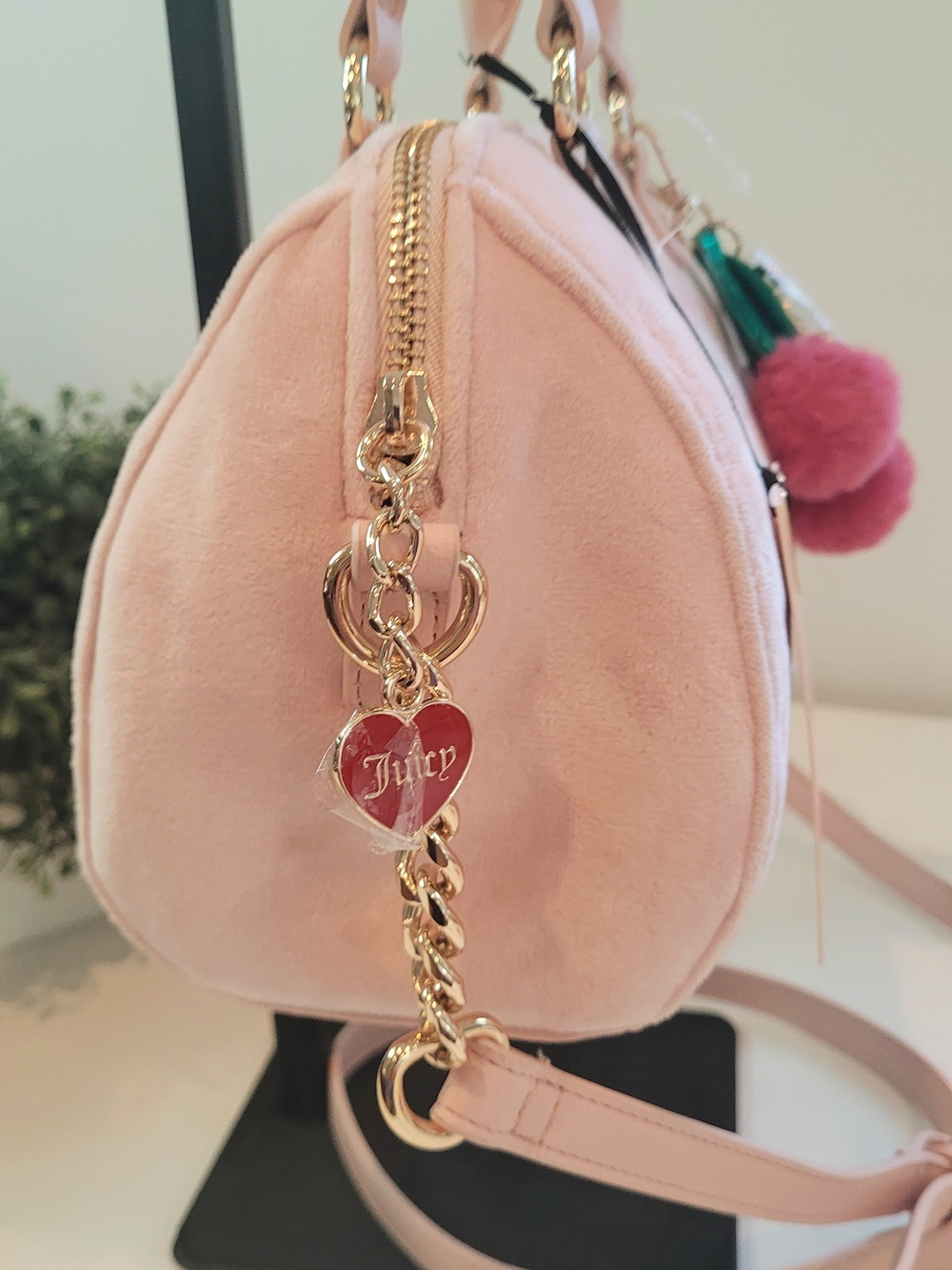 Juicy Couture Pink 'Spill the Juicy Tea' Velvet Satchel - Picture 3 of 4